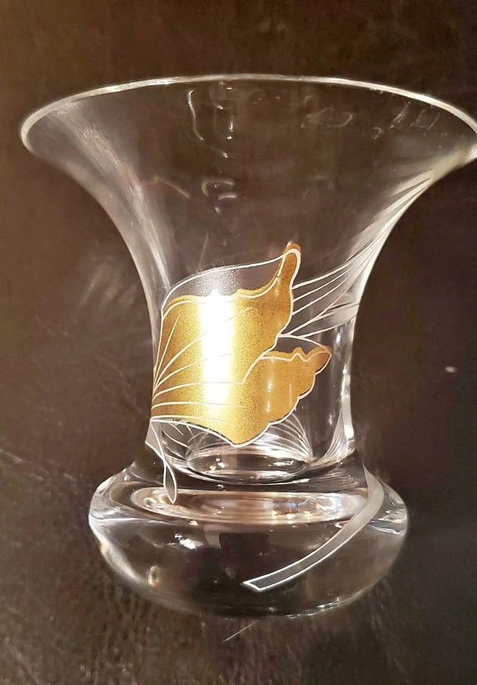 CLEARANCE - Vintage German Vase with Gold Inlay