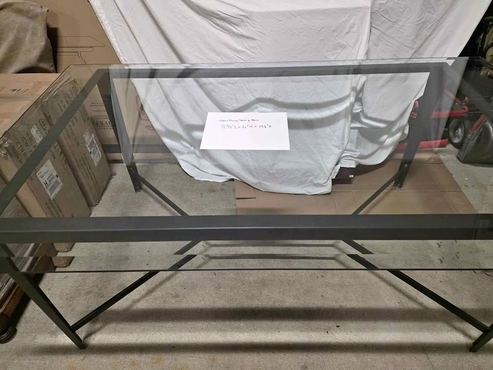 Dining Table w/ Metal Base, Glass Top