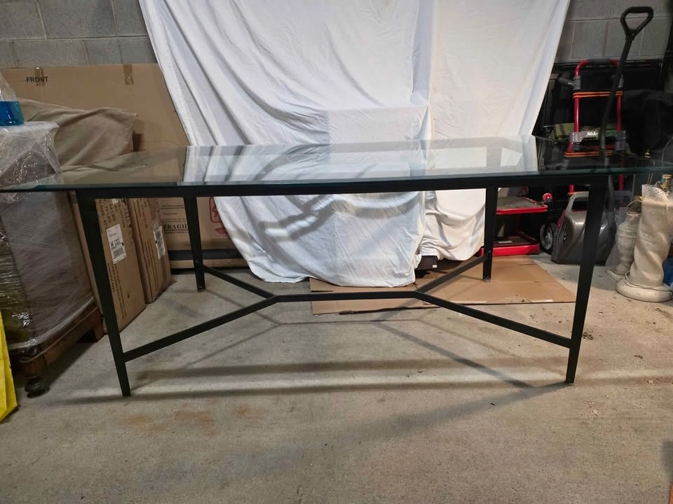 Dining Table w/ Metal Base, Glass Top - photo 3