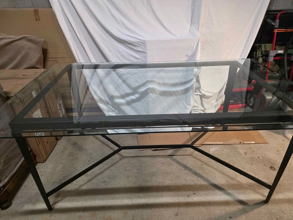 Dining Table w/ Metal Base, Glass Top - photo 5