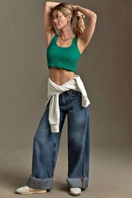 The Hannah Seamless Green Textured Tank By Anthropologie ~ M ⚽️
