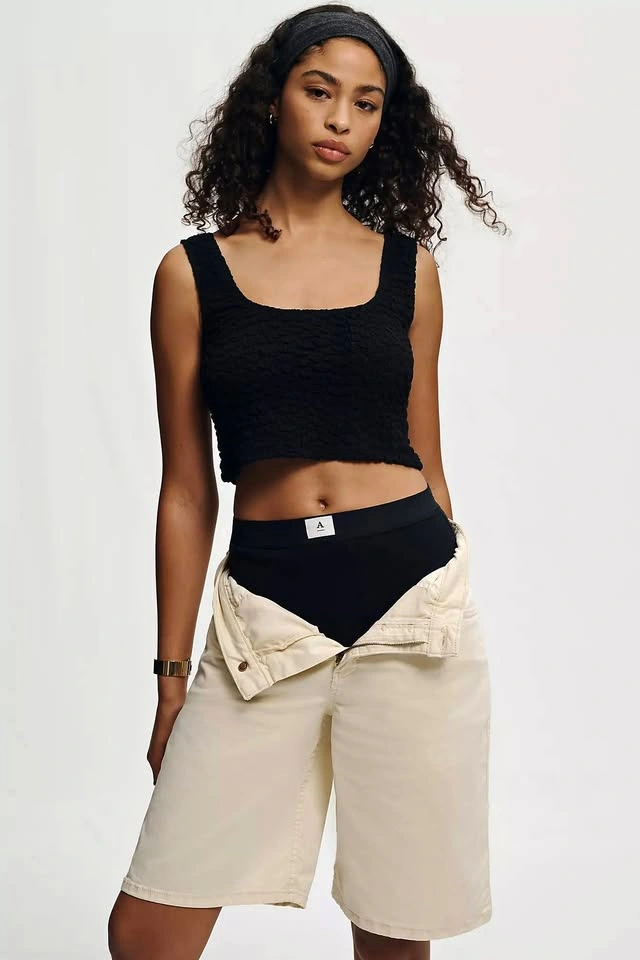 The Hannah Seamless Black Textured Tank By Anthropologie ~ M ⚽️