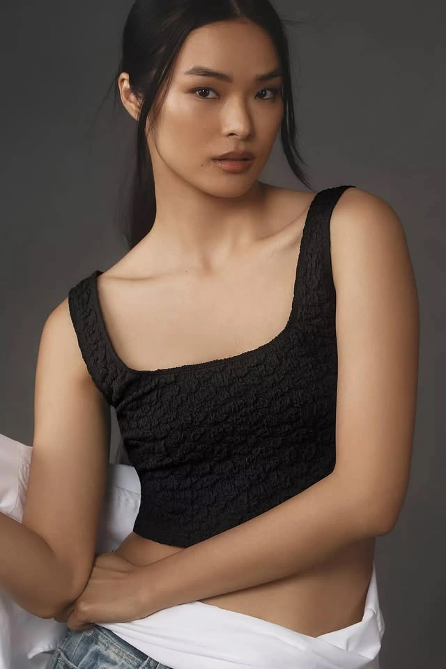 The Hannah Seamless Black Textured Tank By Anthropologie ~ M ⚽️ - photo 4