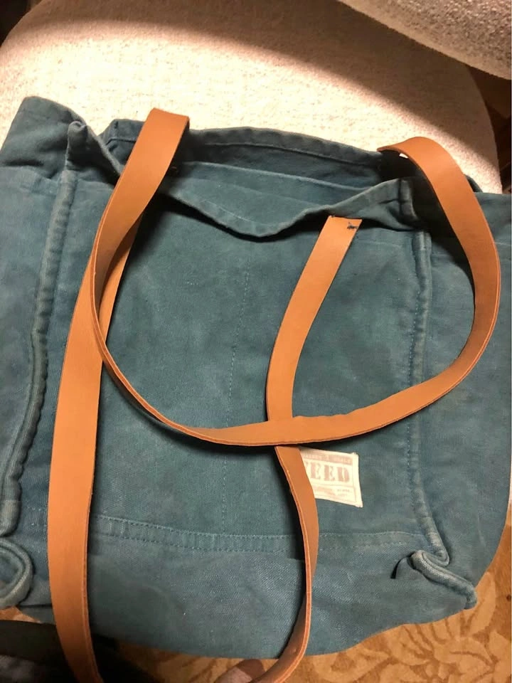 ⚽️ Blue Canvas Bag with Leather Straps