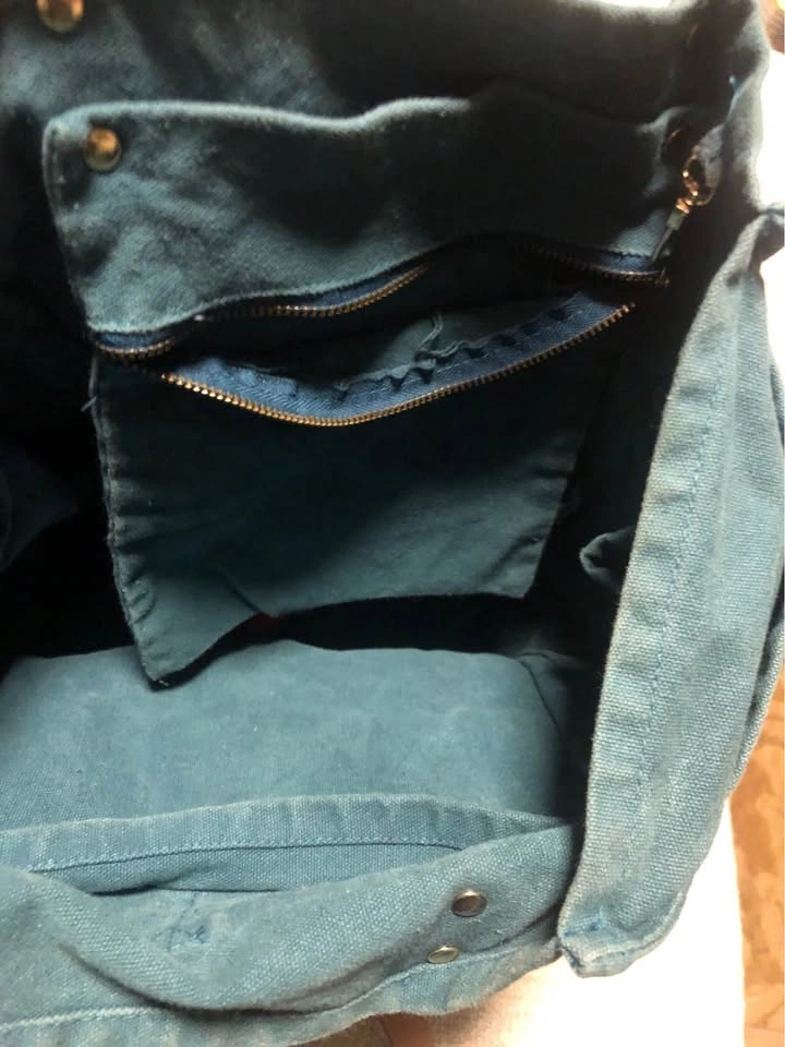 ⚽️ Blue Canvas Bag with Leather Straps - photo 2