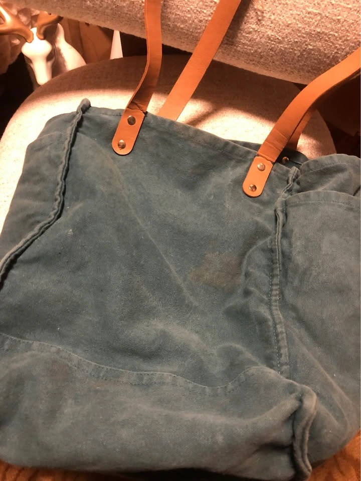⚽️ Blue Canvas Bag with Leather Straps - photo 3