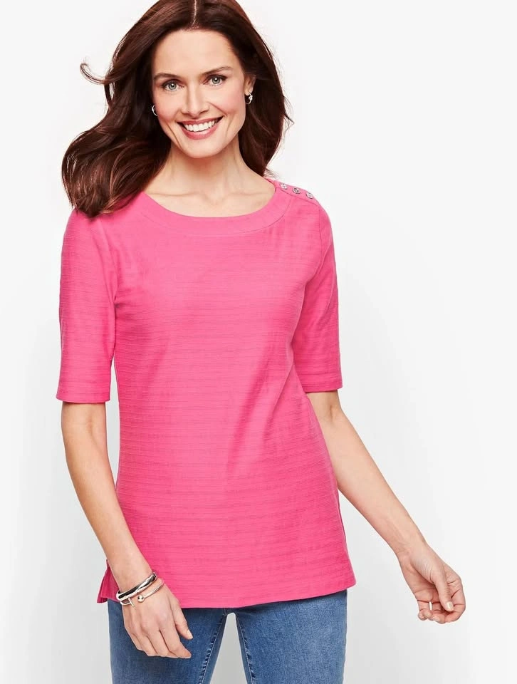 BNWT Talbots Pink Button Shoulder Top - Small Petite ⚽️