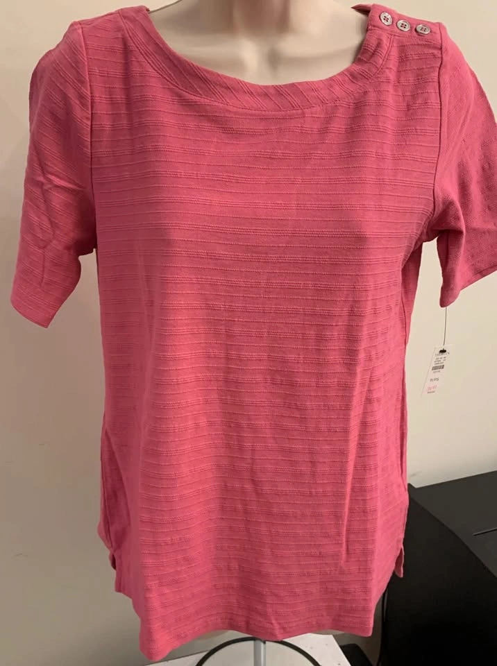 BNWT Talbots Pink Button Shoulder Top - Small Petite ⚽️ - photo 3
