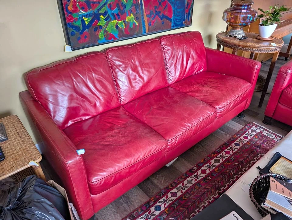 Natuzzi Red Leather Sofa & Love Seat!