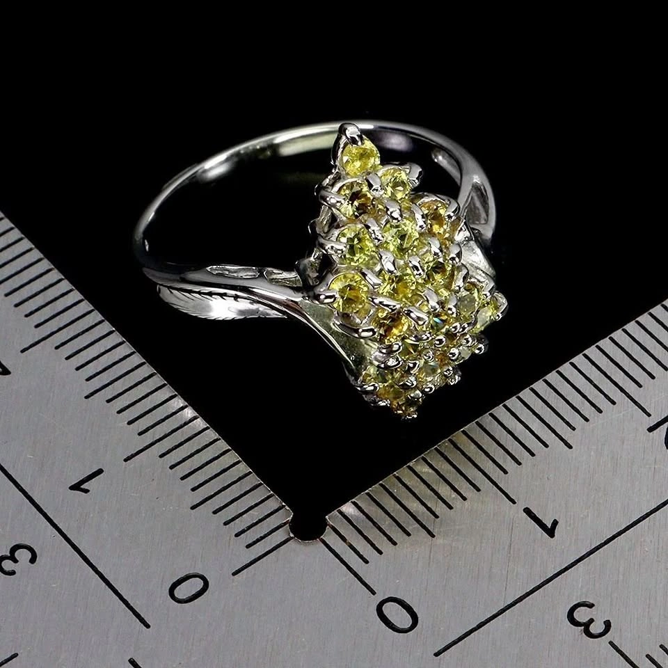 Sapphire Ring 14K White Plated Silver Size 8 Solitaire ⚽ - photo 3