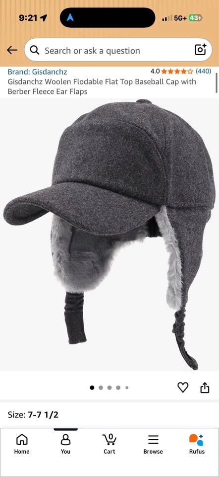 Winter Wool Blend Baseball Cap with Fleece Ear Flaps - photo 3