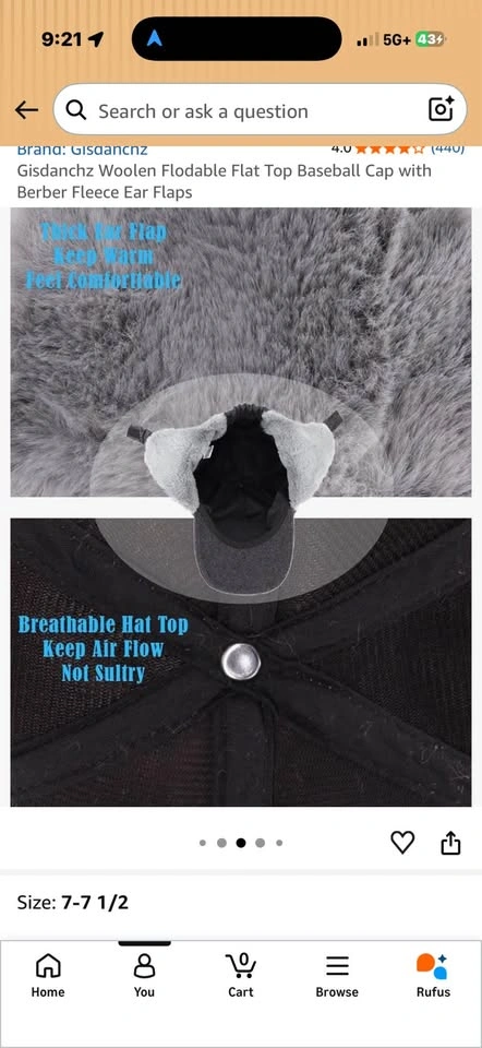 Winter Wool Blend Baseball Cap with Fleece Ear Flaps - photo 4