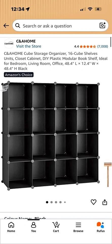 C&AHOME 16-Cube Storage Organizer (Black) - 2 Sets Available