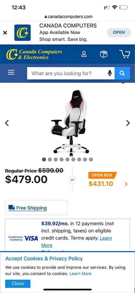 AKRacing Gaming Chair - $200