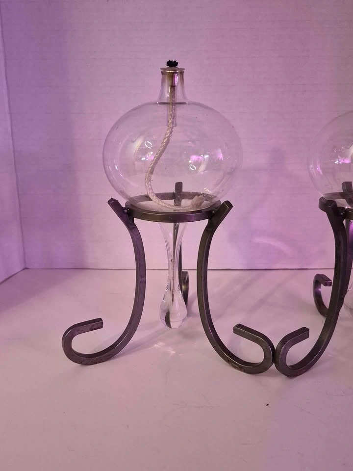 Glass Oil Lamps With Stands - photo 2