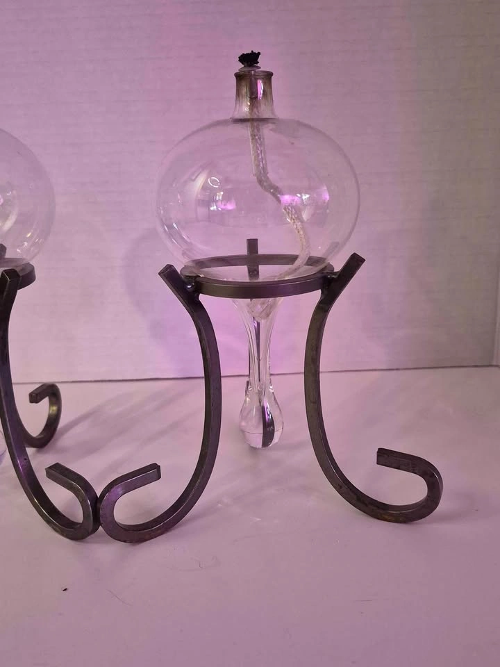 Glass Oil Lamps With Stands - photo 3