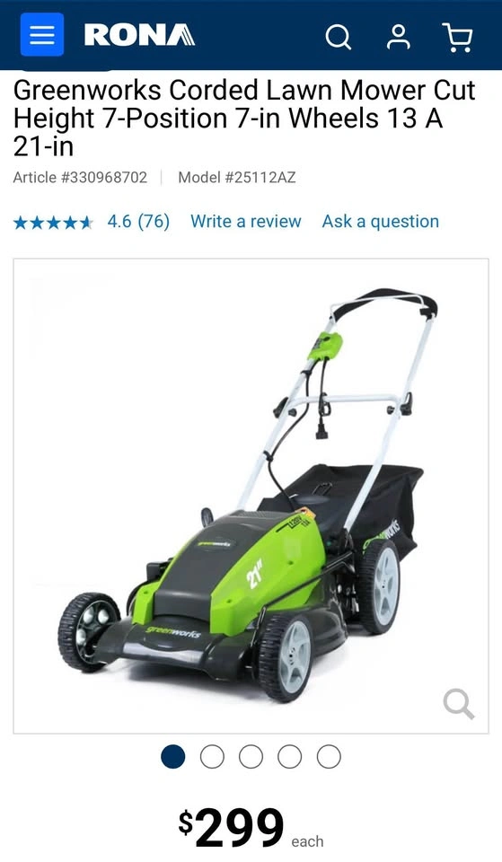 Greenworks 21-inch 13A Corded Electric Lawnmower - photo 5
