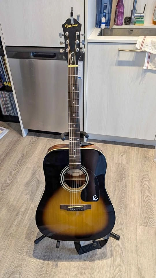 Epiphone DR-100 Acoustic Guitar with Capo, Pick, and Strap