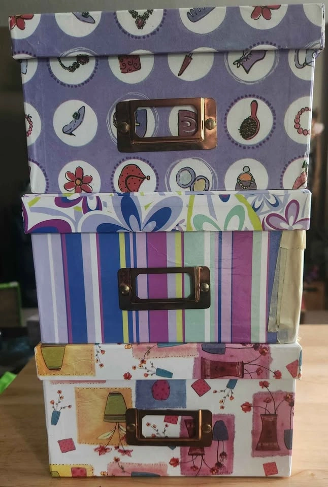 Set of 3 Decorative Storage Boxes with Label Holders - photo 2