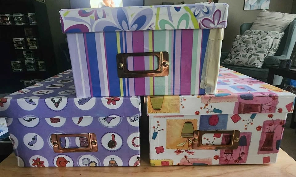 Set of 3 Decorative Storage Boxes with Label Holders - photo 4