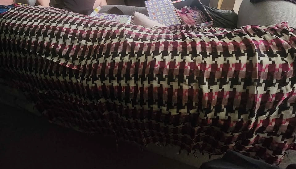 Pink and Black Houndstooth Shawl Scarf - photo 2
