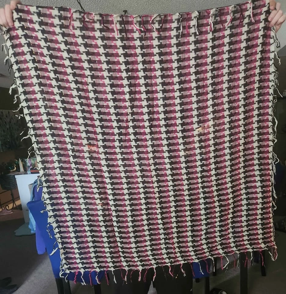 Pink and Black Houndstooth Shawl Scarf - photo 4