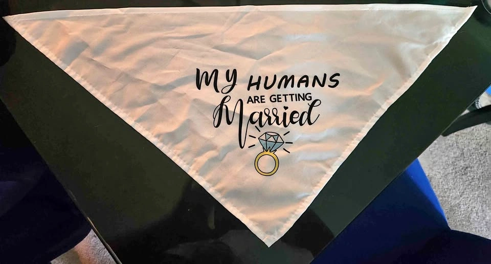 White Pet Bandana - My Humans Are Getting Married