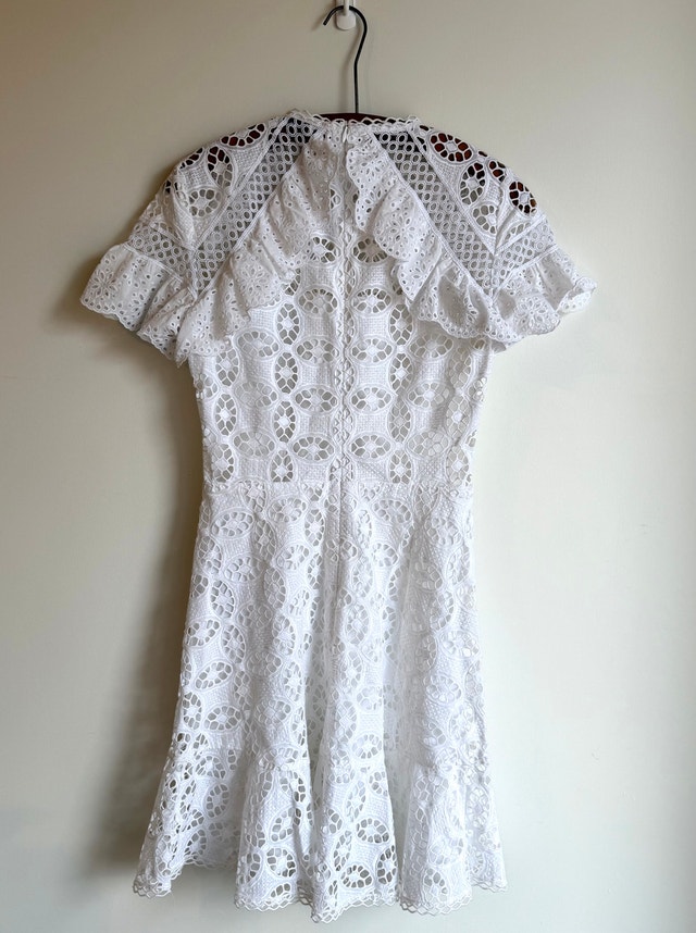 Sandro Paris White Corentin Cotton Lace Mini Dress – Size XS - photo 2