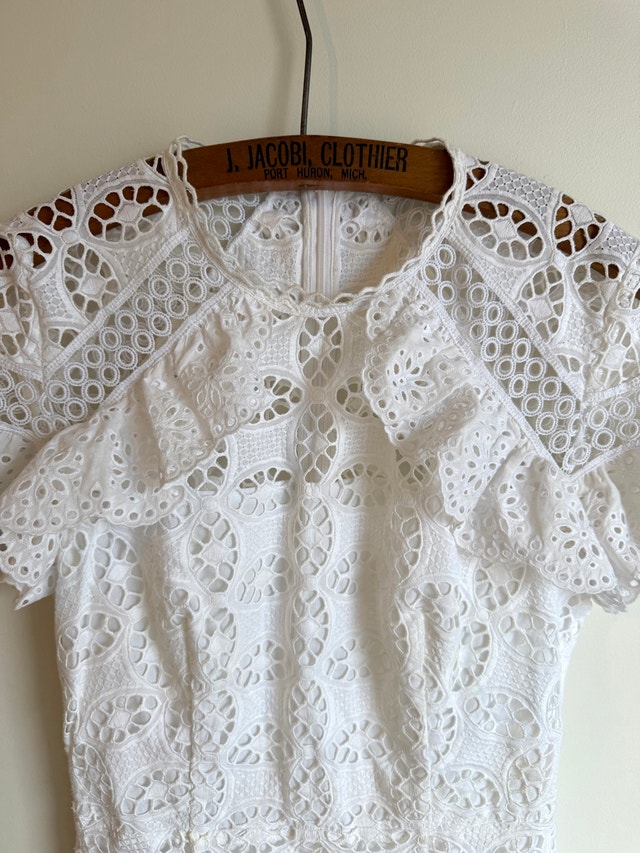 Sandro Paris White Corentin Cotton Lace Mini Dress – Size XS - photo 3