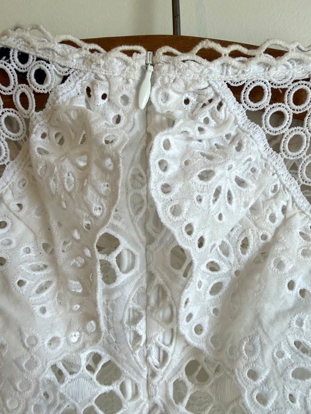 Sandro Paris White Corentin Cotton Lace Mini Dress – Size XS - photo 5