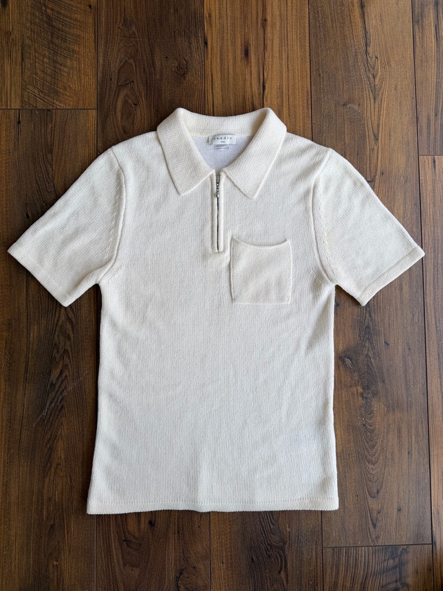 Sandro Paris Chenille Half-Zip Knit Polo — Men’s XS