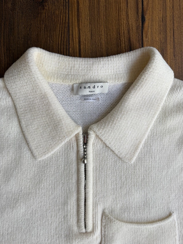 Sandro Paris Chenille Half-Zip Knit Polo — Men’s XS - photo 3
