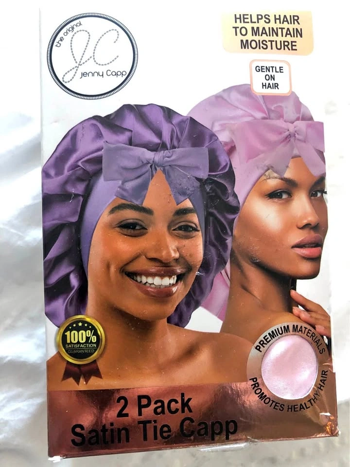 ⚽️ 2 Pack New Pink & Purple Satin Hair Cap Bonnets