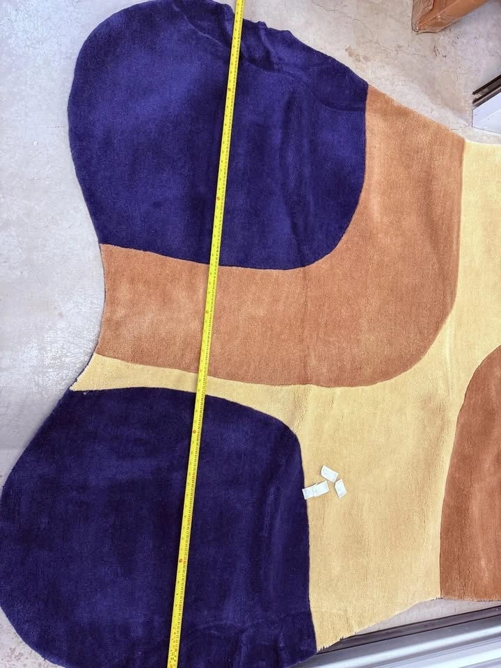 Modern Abstract Wool Rug – Rust, Navy & Cream 99"x69.5" - photo 2
