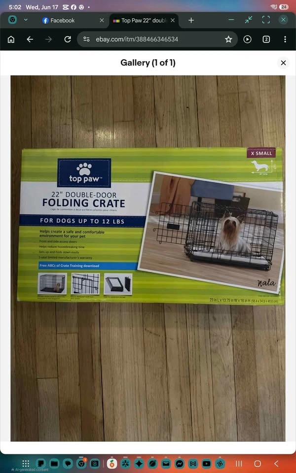 Top Paw 22" Small Dog Wire Crate w/ Divider - Like New - photo 2
