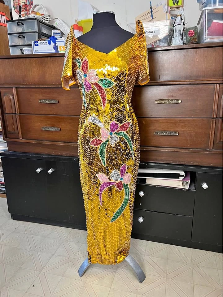 ⚽ Filipiniana gold sequined dress