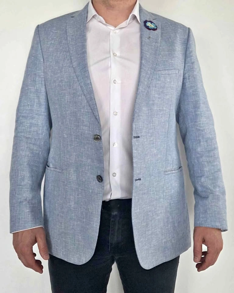 Climber B.C. Men's Cotton-Linen Slim Fit Blazer | Light Blue