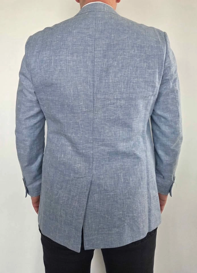 Climber B.C. Men's Cotton-Linen Slim Fit Blazer | Light Blue - photo 3