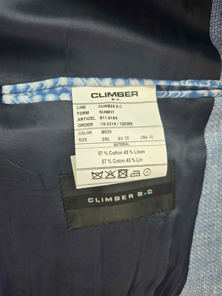 Climber B.C. Men's Cotton-Linen Slim Fit Blazer | Light Blue - photo 4