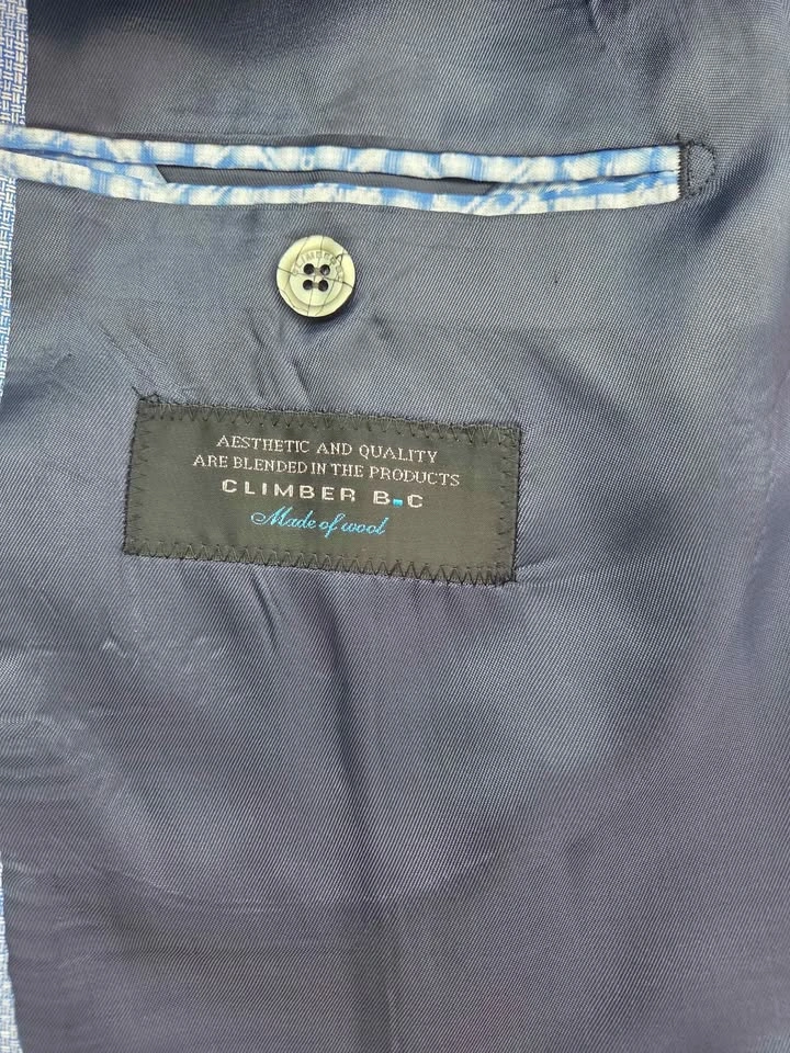 Climber B.C. Men's Cotton-Linen Slim Fit Blazer | Light Blue - photo 5