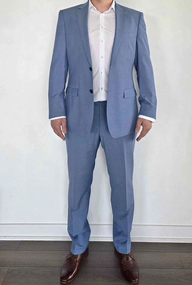 Ike Behar Men's 100% Wool Suit | Slate Blue | 46R / 38R