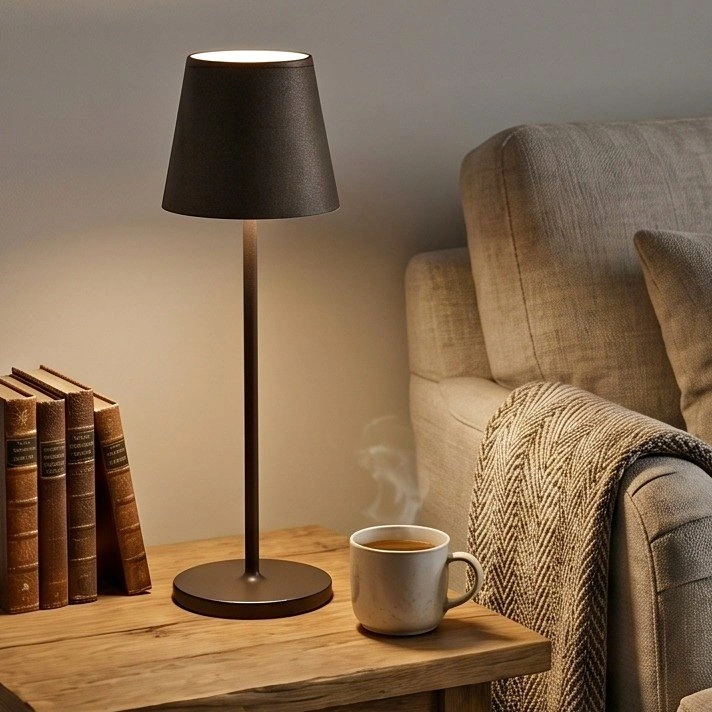 C3130 LS010 Black Minimalist LED Table Lamp – Rechargeable