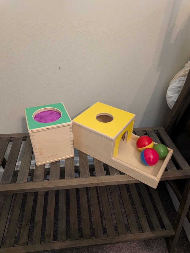 Lovevery Toys! Wooden Ball Drop & Tissue Box