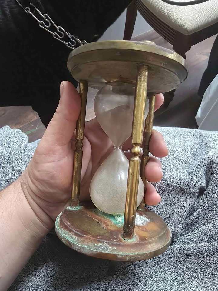Large Vintage Brass Hourglass - photo 2