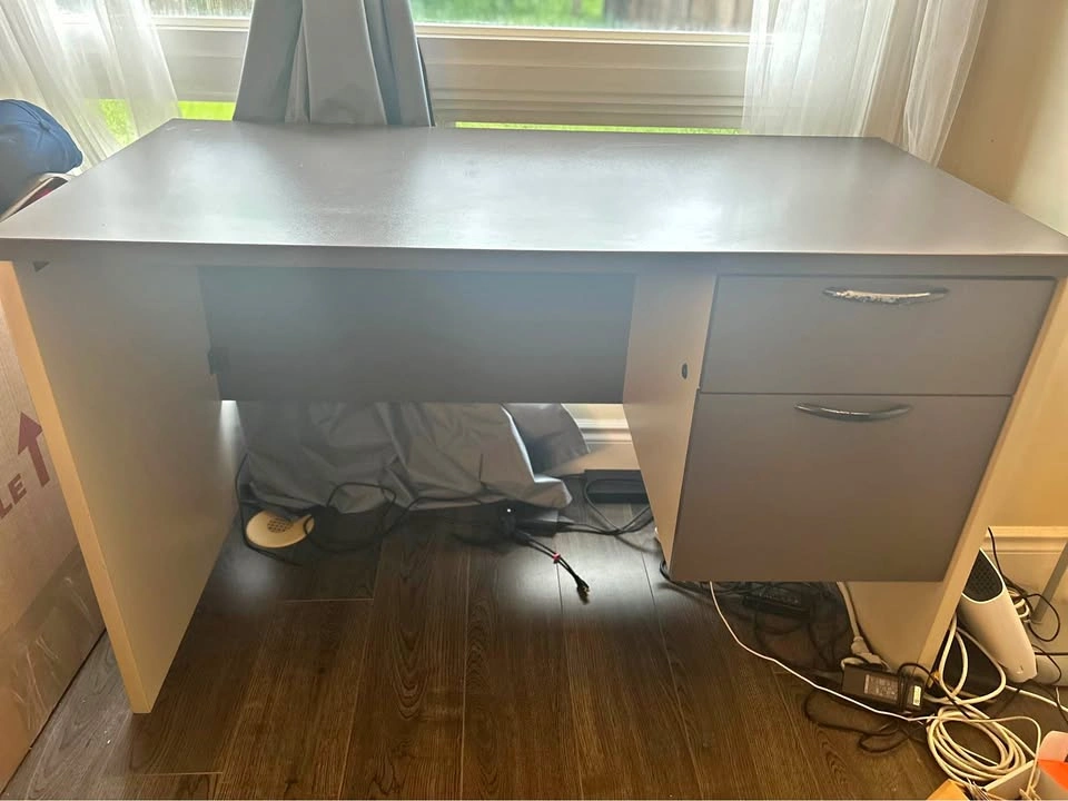 Office Desk with Drawer + Rolling Computer Chair (Bundle)