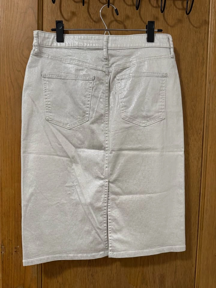 Silver metallic mid-length skirt - Gap - size 10 - new with tags - photo 2