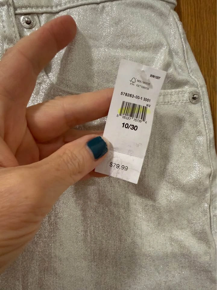 Silver metallic mid-length skirt - Gap - size 10 - new with tags - photo 4