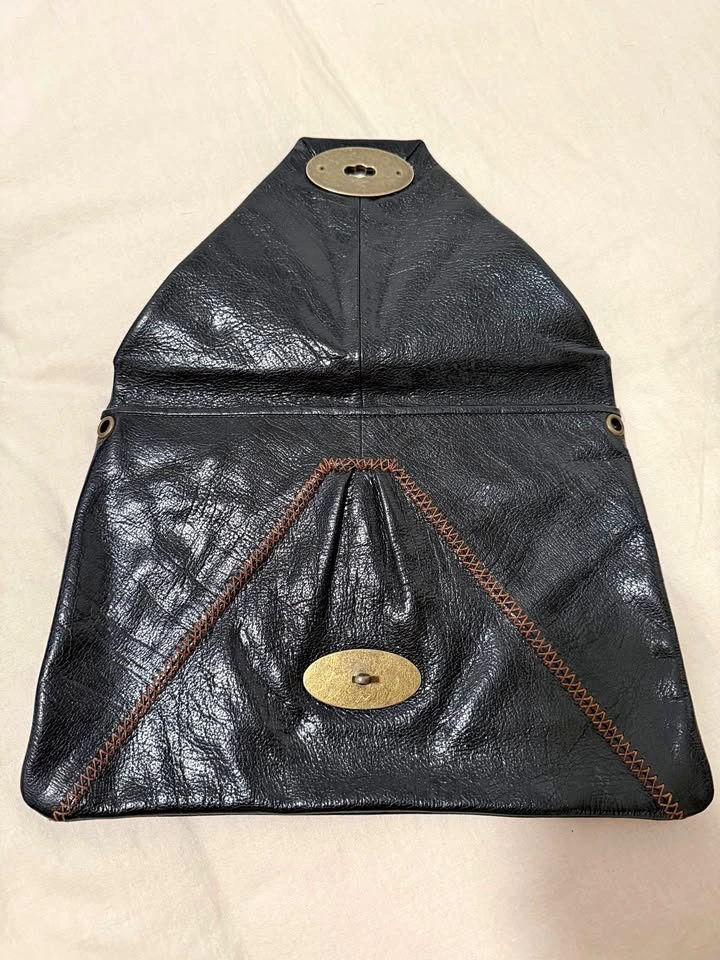 Carla Mancini black leather clutch