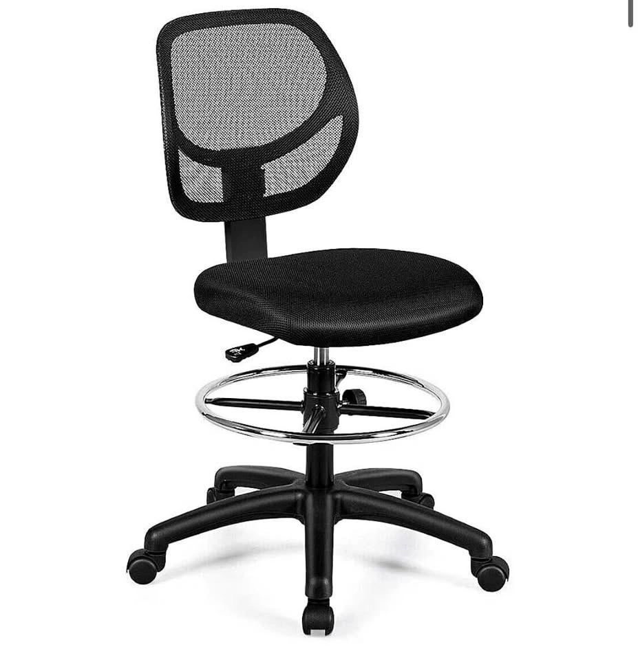 Adjustable Drafting Chair w/ Footrest Ring – Mesh Back