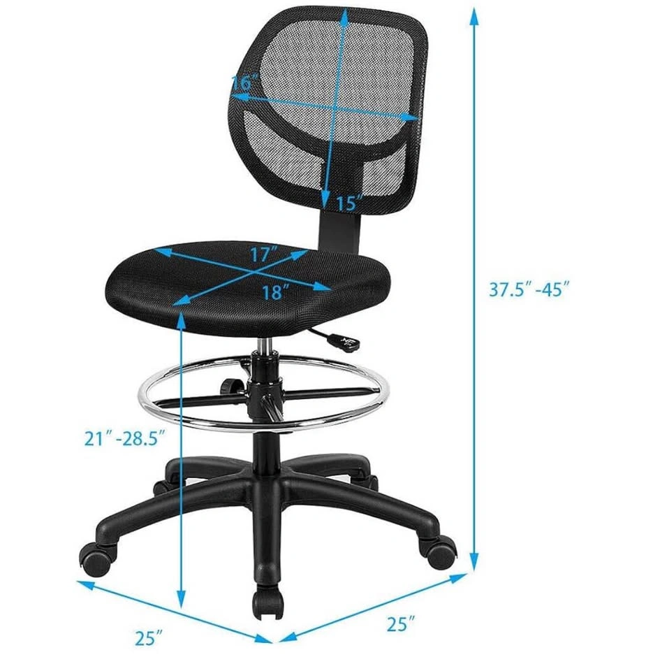 Adjustable Drafting Chair w/ Footrest Ring – Mesh Back - photo 2